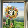 (US Only)2D Flat DIY Sunflower Wreath 5D Diamond Hanging Clock Art Craft for Home