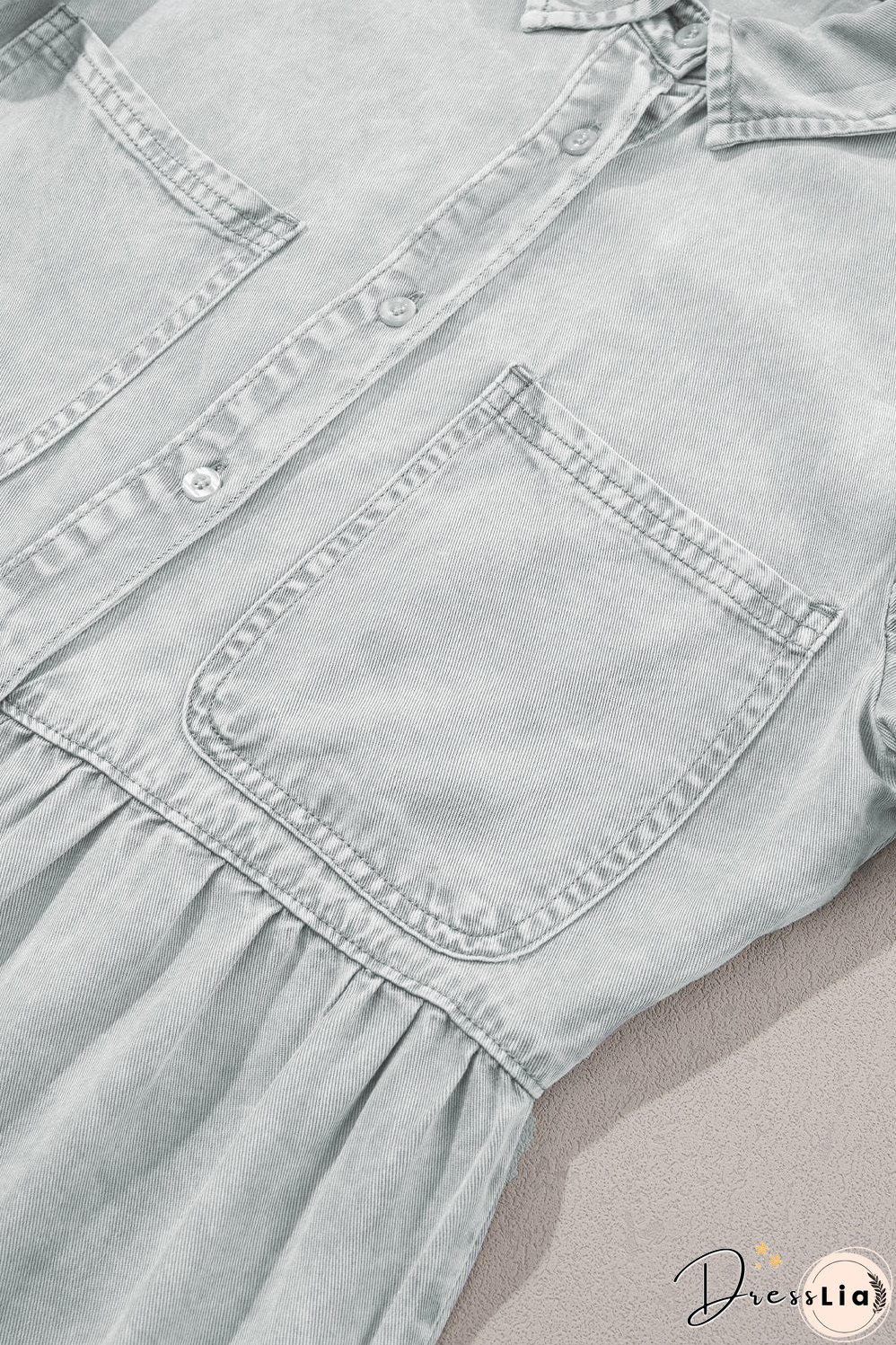 Denim Dress with Ruffles