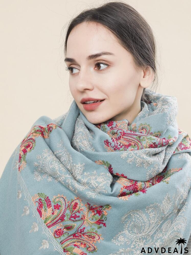 Fringe Hem Graphic Scarf