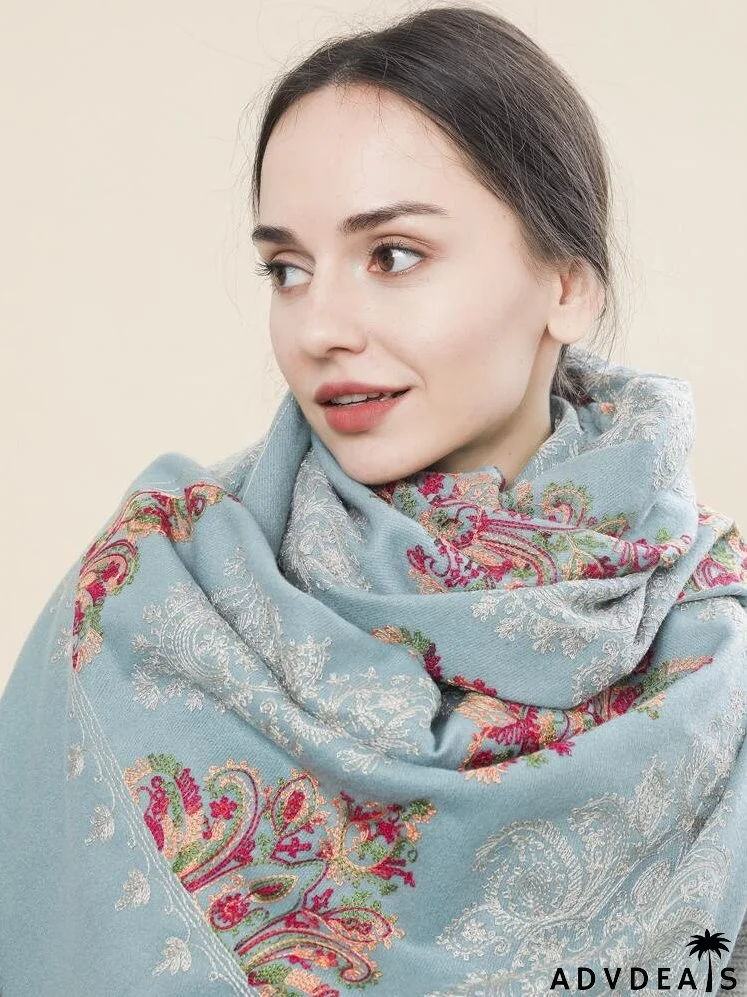 Fringe Hem Graphic Scarf