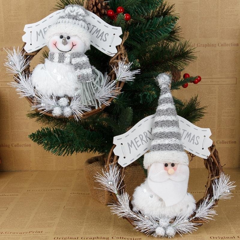 Cute Santa Claus Snowman Hanging Wreath Christmas Wreath Home Decoration、shopify、sdecorshop