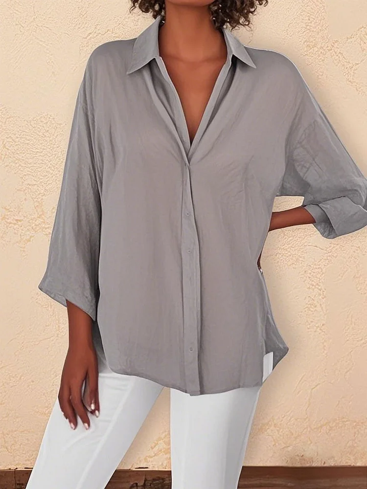 Women's cotton and linen casual shirt