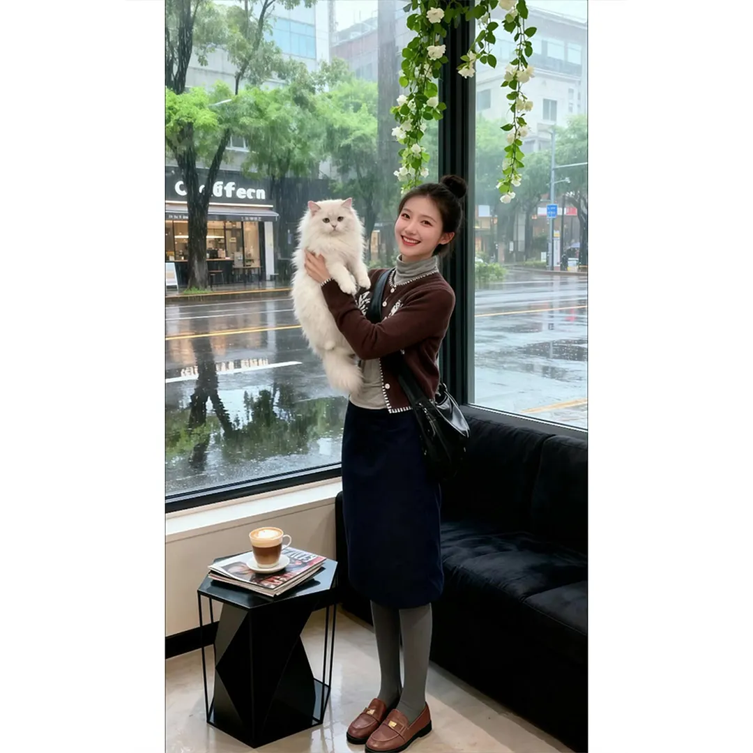 Nigikala Nigikala Summer White Cotton Skin On The Shoulder Thin T-Shirt Commuting Design Gray Simple Skirt Set