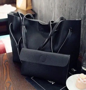 Simple Plain Shopping Bag Handbag Two Pieces socialshop