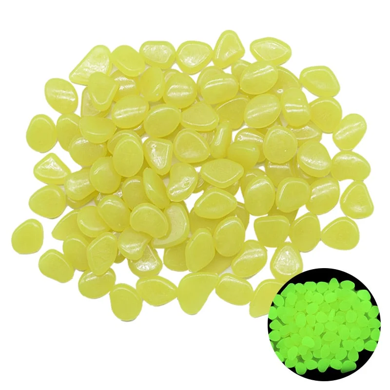 200Pcs Luminous Stone Glow In Dark Garden Pebbles Glow Stones for Outdoor Lawn Walkways Home Decoration Fish Tank Aquarium Rocks