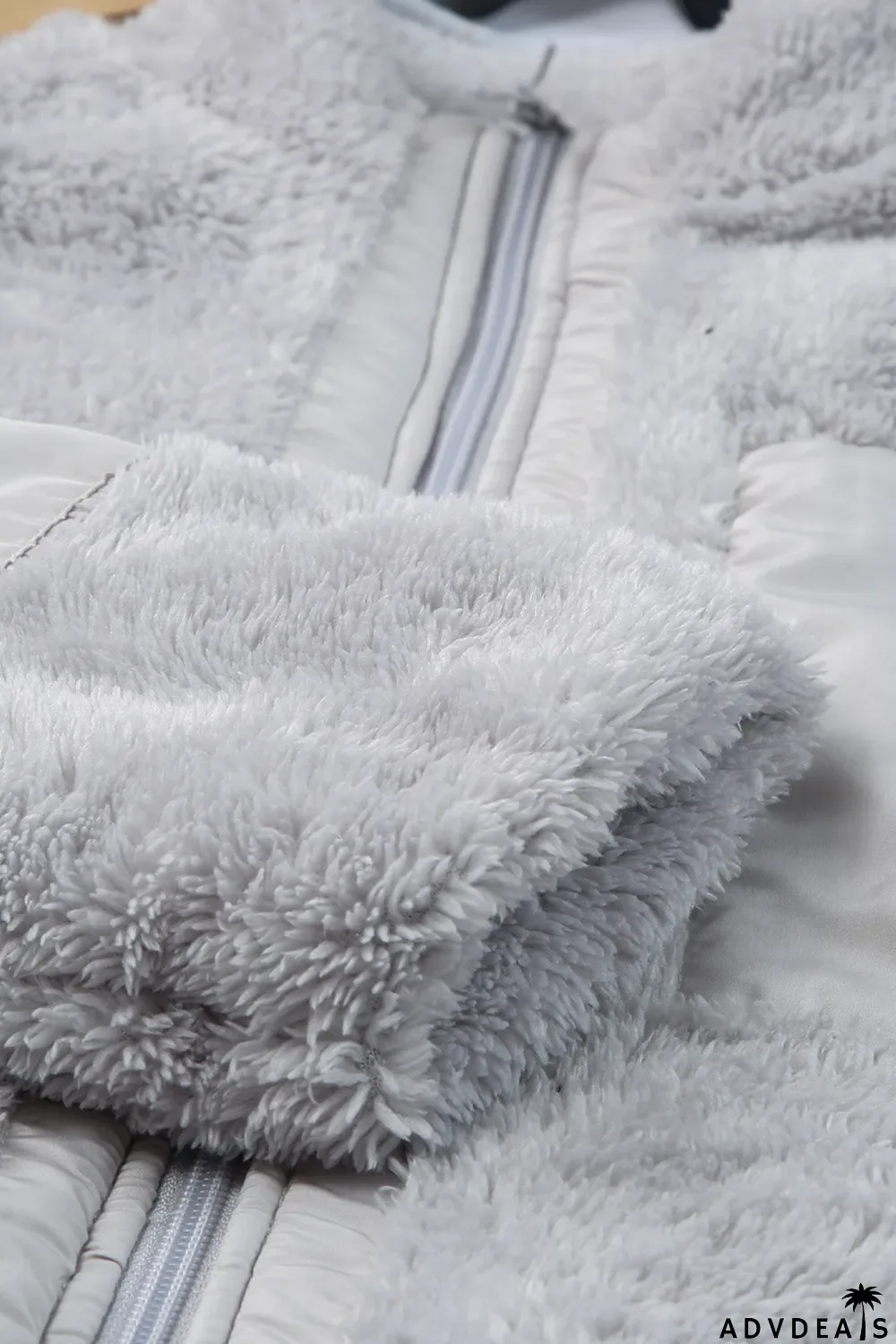 Zip Up Sherpa Coat With Pocket