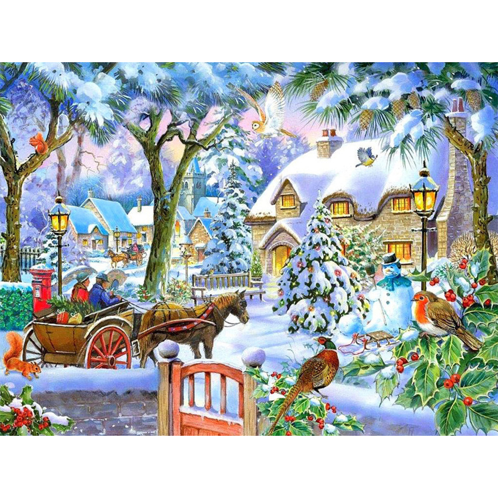 

50*40CM - Square Drill Diamond Painting - Winter Snow View, 501 Original