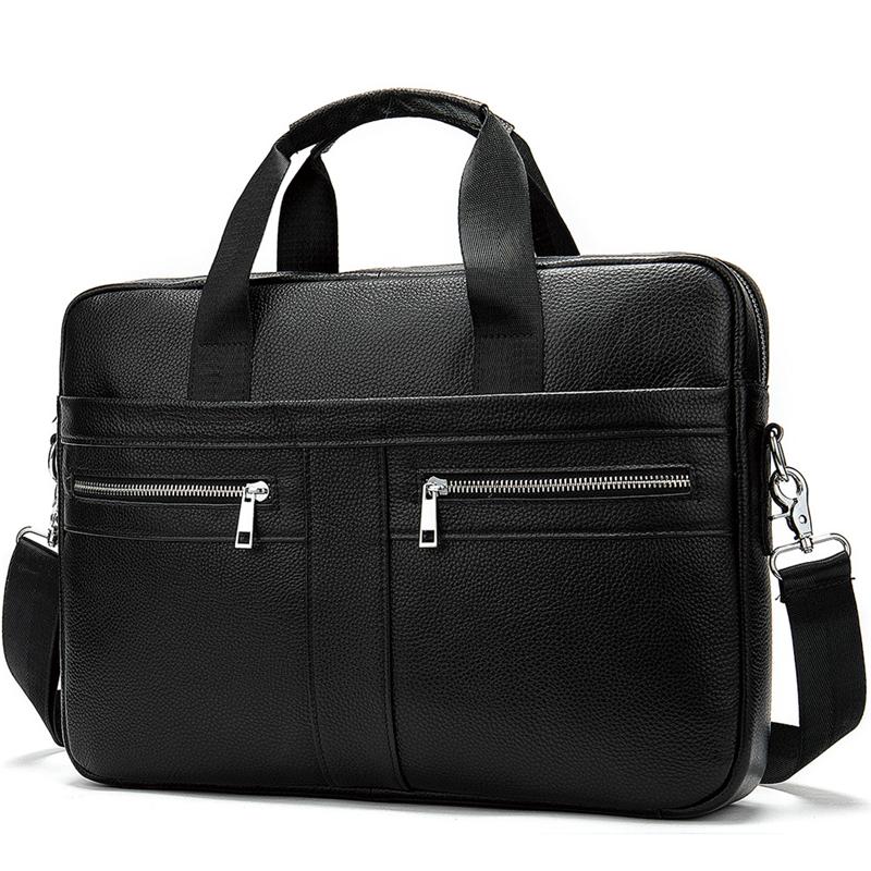 Vintage Style Grain Textured Interior Pocket Detachable Sling Strap Laptop Bag