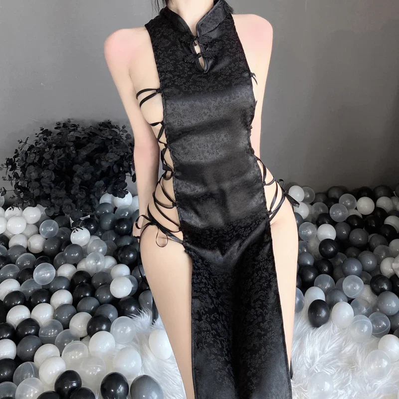 Billionm 2020 Sexy lingerie Anime Uniform Chinese Qipao Classic Women Satin Cheongsam Night Bathrobe Fashion Dressing for Women Erotic