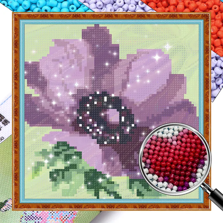 Purple Poppy 20*20cm  9CT Bead embroidery gbfke