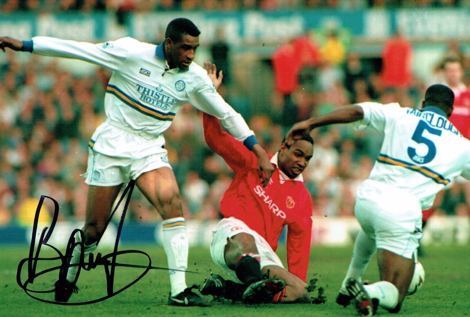 Brian DEANE SIGNED Autograph 12x8 Photo Poster painting 2 AFTAL COA Leeds United LUFC