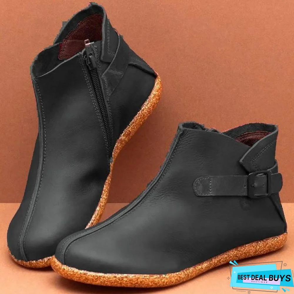 Flat Round Toe Retro Soft Boots