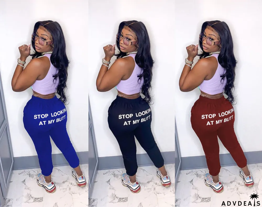 Casual Letter Print Long Pants