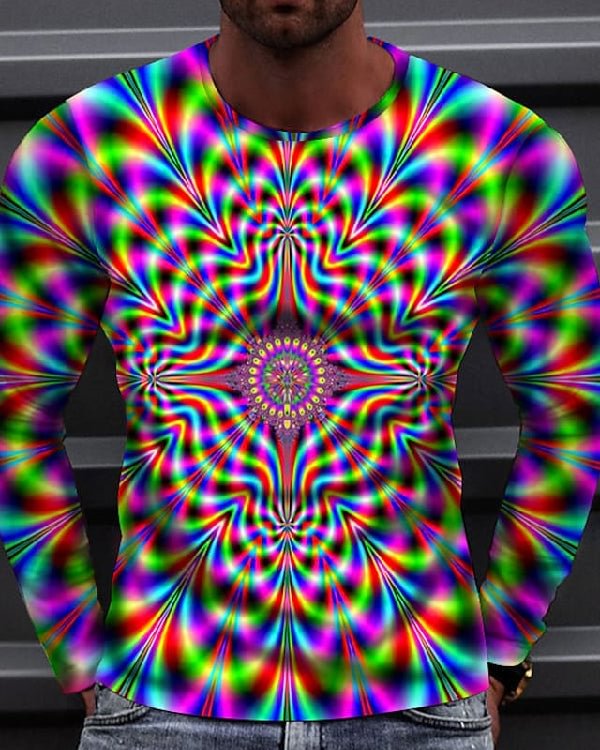 Hot Sale Men's 3D Printed Casual Long Sleeve Printed T-Shirt