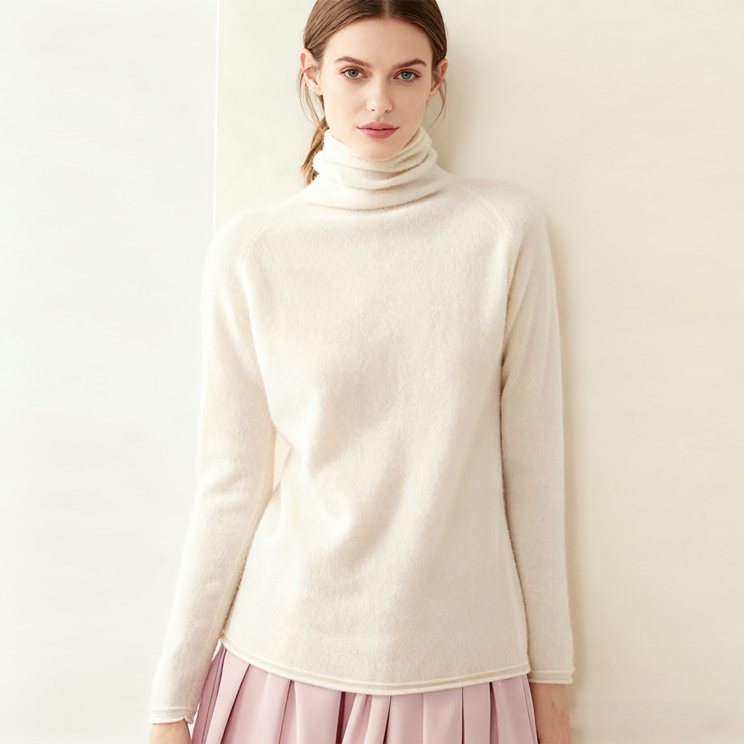 100 Cashmere Turtleneck Sweater For Women REAL SILK LIFE
