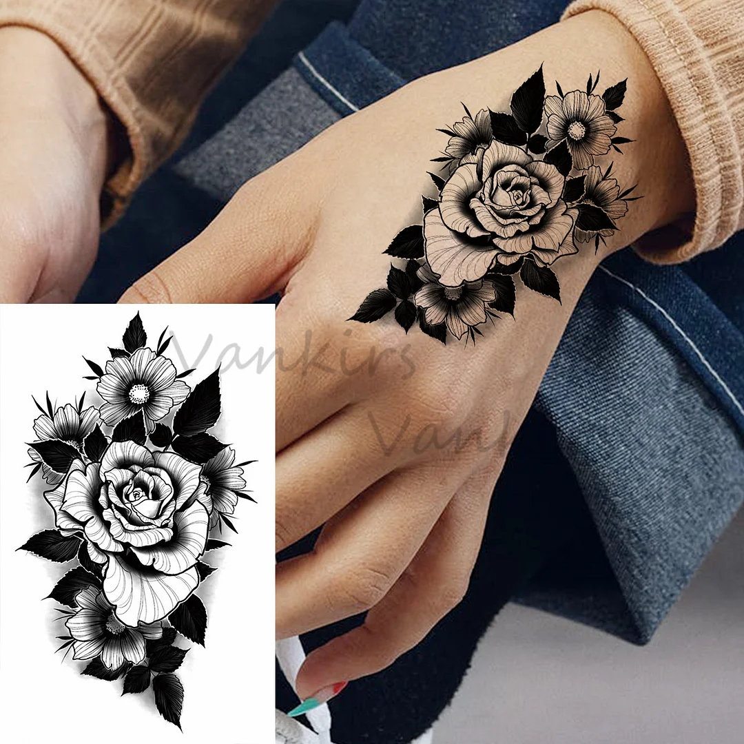 Sdrawing Cloud Coconut Tree Temporary Tattoos For Adults Girls Tiger Flower Compass Mountain Fake Tattoo Sticker Arm Leg Tatoos