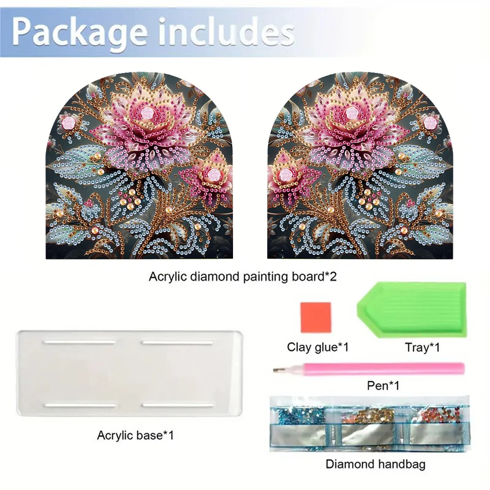 DIY Flowers Acrylic Napkin Holder Diamond Painting Kit for Home Table Decor