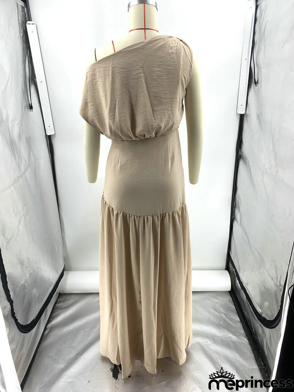 Solid Sexy Slash Shoulder Off-Shoulder Slim Waist Slit Gown Dress