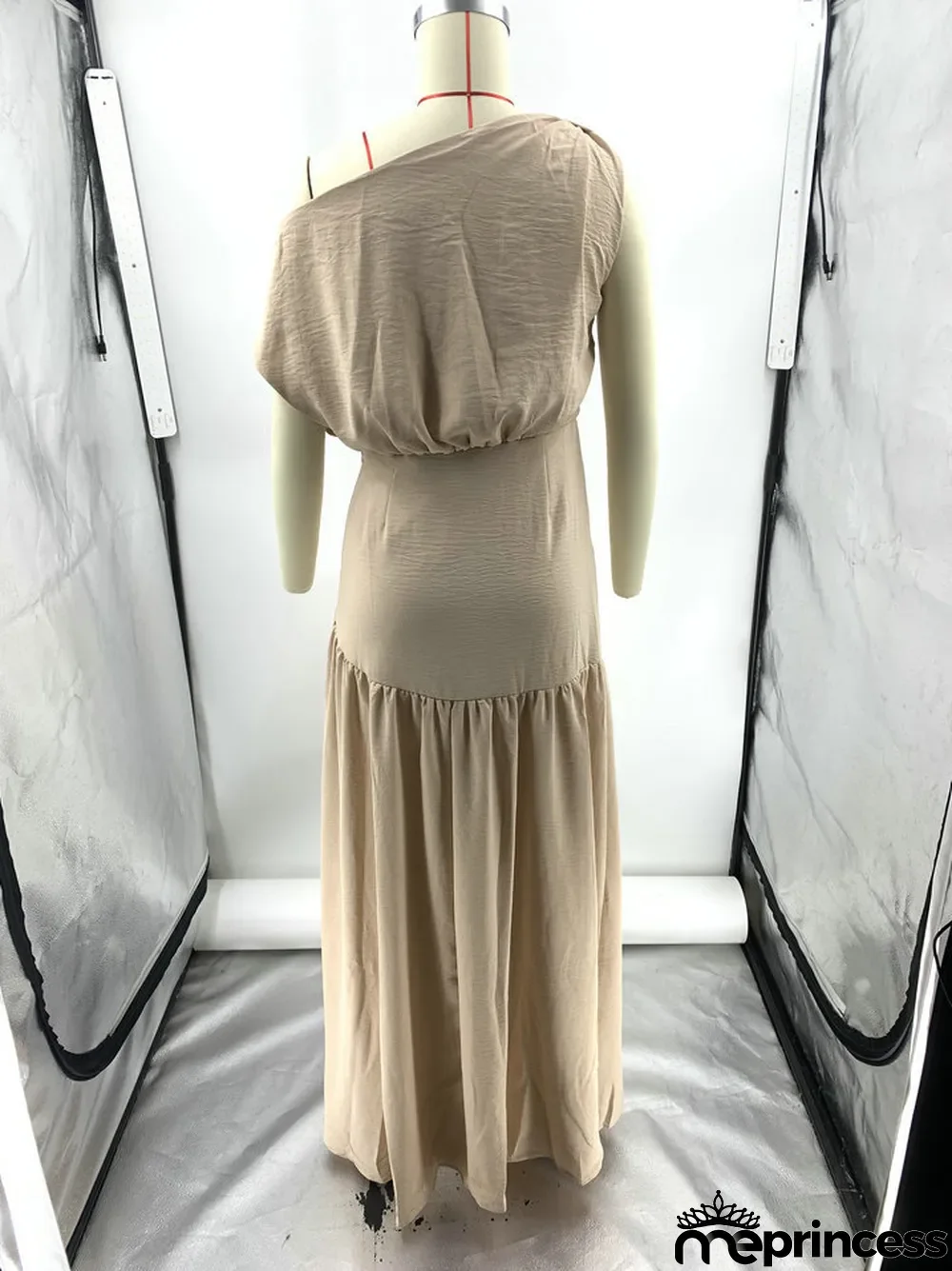 Solid Sexy Slash Shoulder Off-Shoulder Slim Waist Slit Gown Dress