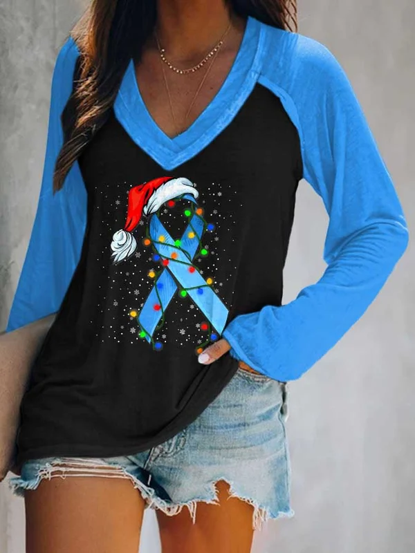 Fashion Colorblock Print Long Sleeve Top