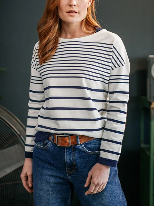 Nautical Style Striped Women's Long Sleeve Top