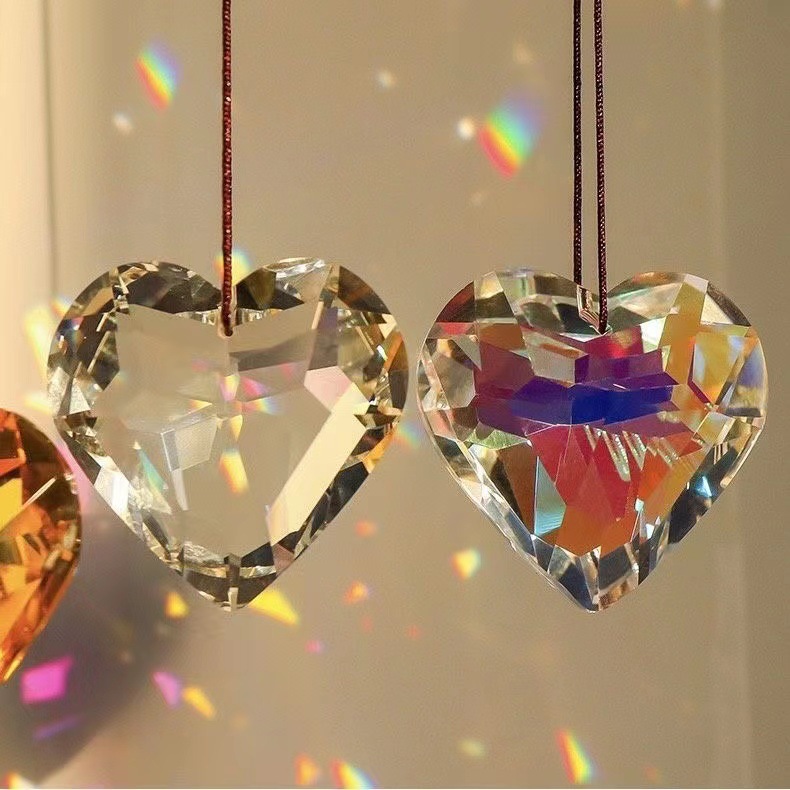 Crystal Heart Solar Wind Chime - Garden Love Catcher Pendant Decor