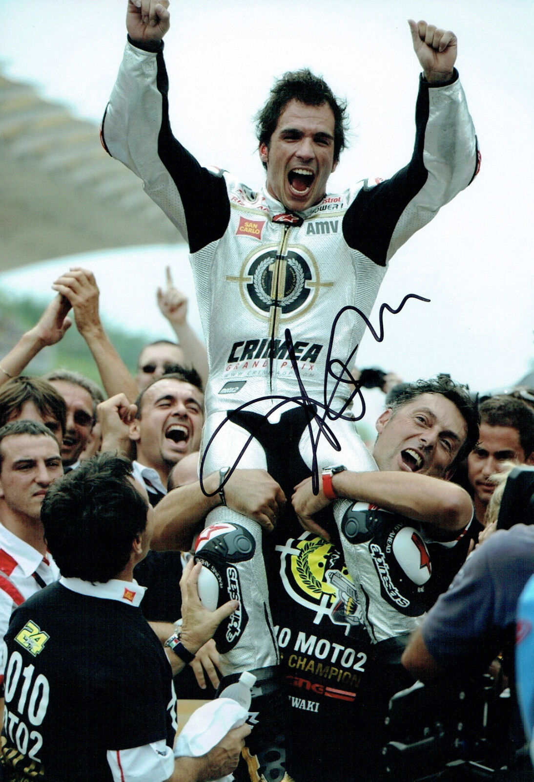 Toni ELIAS Autograph SIGNED 12x8 Photo Poster painting MOTO2 Champion COA AFTAL