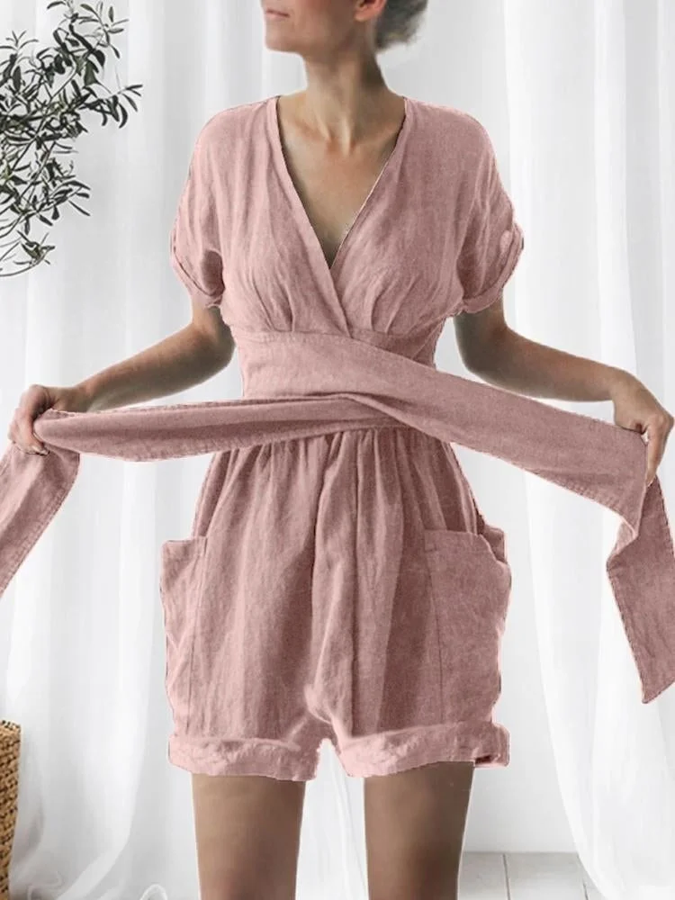 Linen Casual Solid Color Jumpsuit
