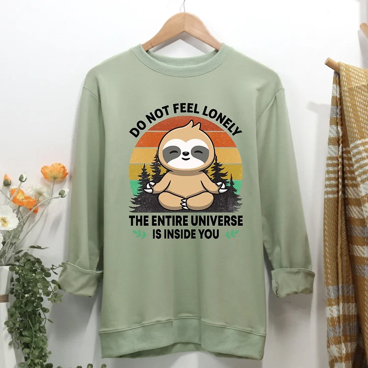Sloth Yoga  Do no feel lonely Women Casual Sweatshirt-Annaletters