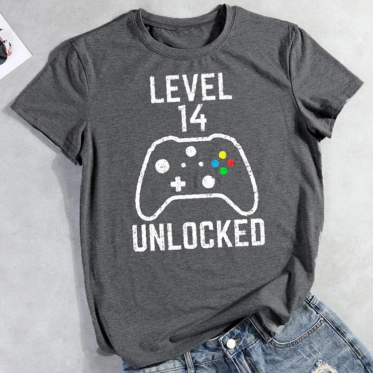 level 14 unlocked Round Neck T-shirt