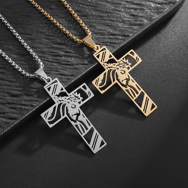 Hip-Hop Retro Roman Style Geometric Cross Titanium Steel Plating Unisex Pendant Necklace