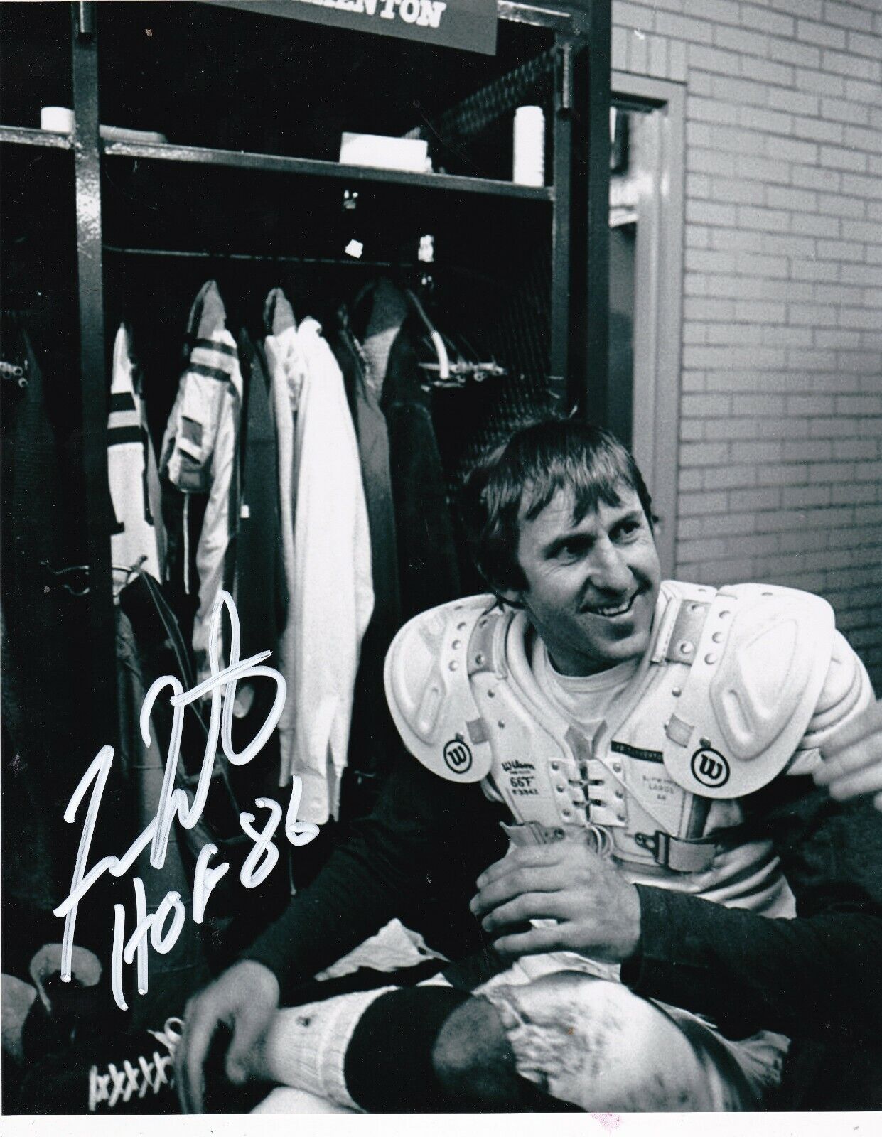 FRAN TARKENTON MINNESOTA VIKINGS HOF 86 ACTION SIGNED 8x10 Photo Poster painting