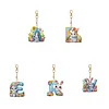 (US Local)PET Double Sided Special Shaped Easter Alphabet DIY Diamond Painting Keychain
