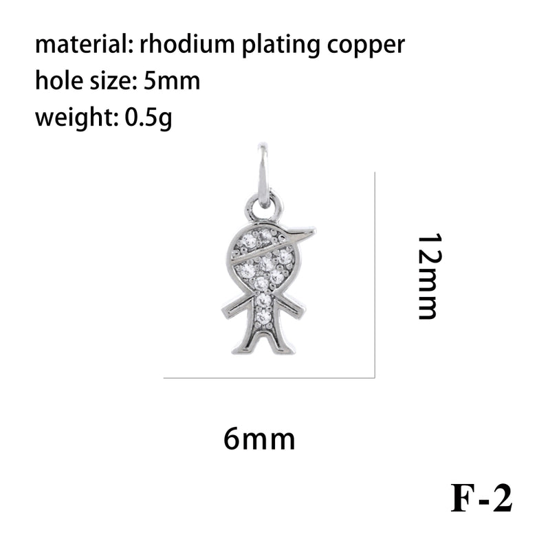 Ig Style Minimalist Angel Dolphin Crown Copper Plating Inlay Zircon 18k Gold Plated Charms