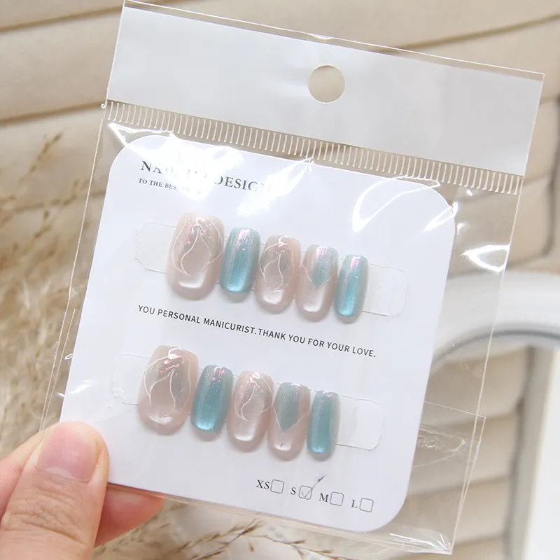 Churchf Churchf Cat Eye Mermaid Wearing Armor Detachable Code 10 Nail Nail Nail Gradient Live Nail