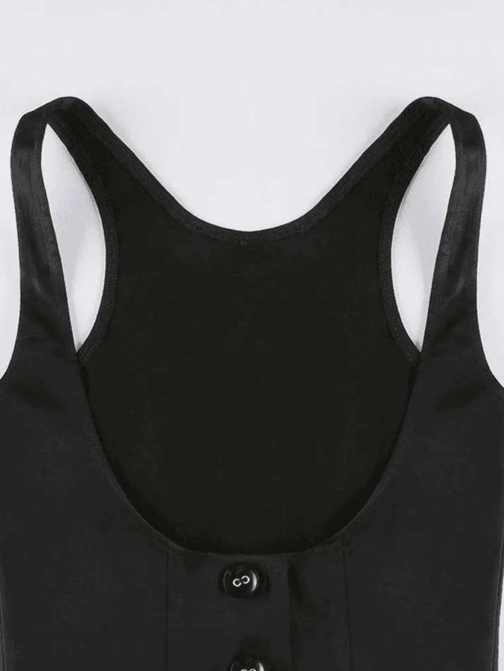 Brownm Button Down Strap Corset Top