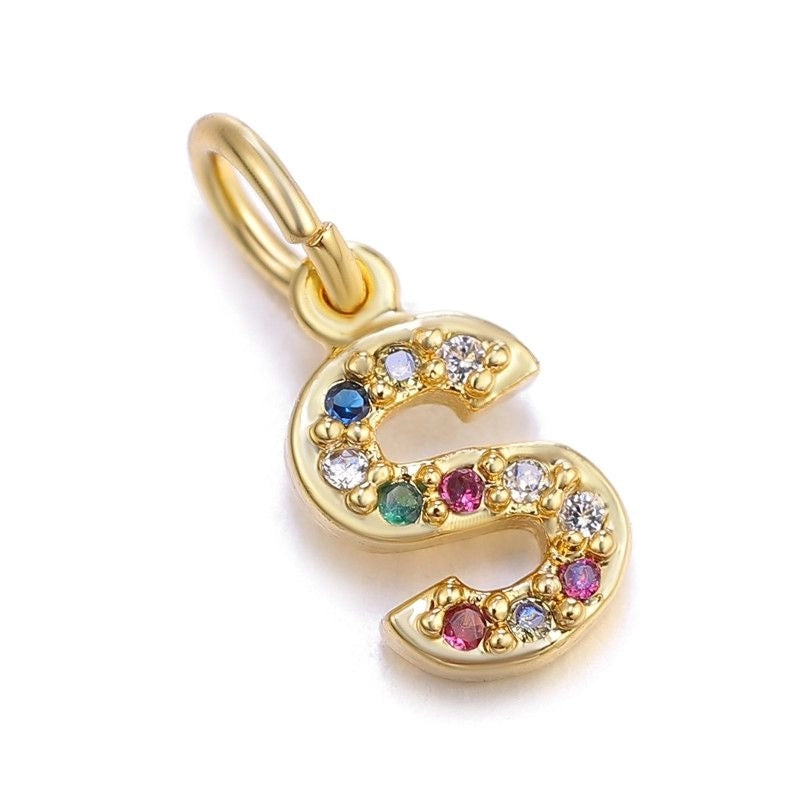 1 Piece Copper Zircon Letter Pendant Jewelry Accessories