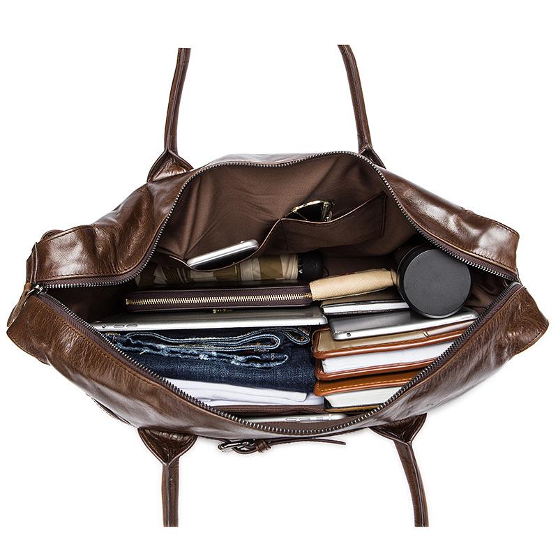 Genuine Leather Durable Top-Handled Detachable Sling Strap Carry-All Bag