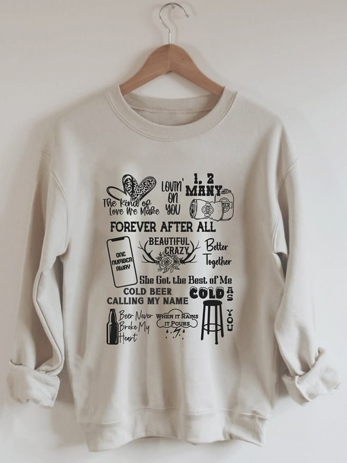 Women's Country Music Print Casual Sweatshirt