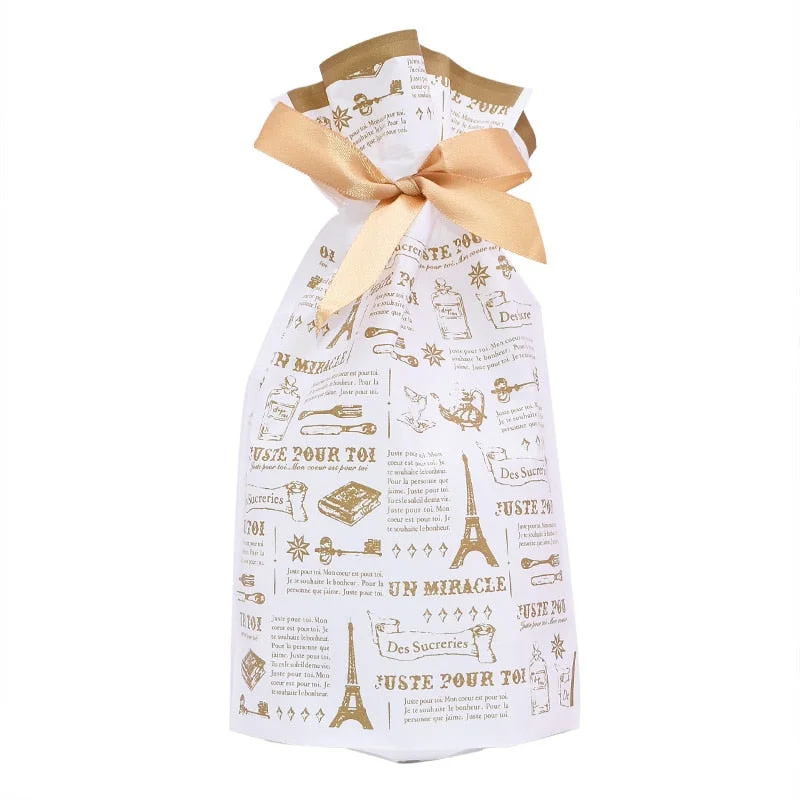 5/10pcs Candy Cookies Gift Bags With Ribbon Snack Biscuit Baking Package Wedding Birthday Party Decoration Christmas Gift Bags