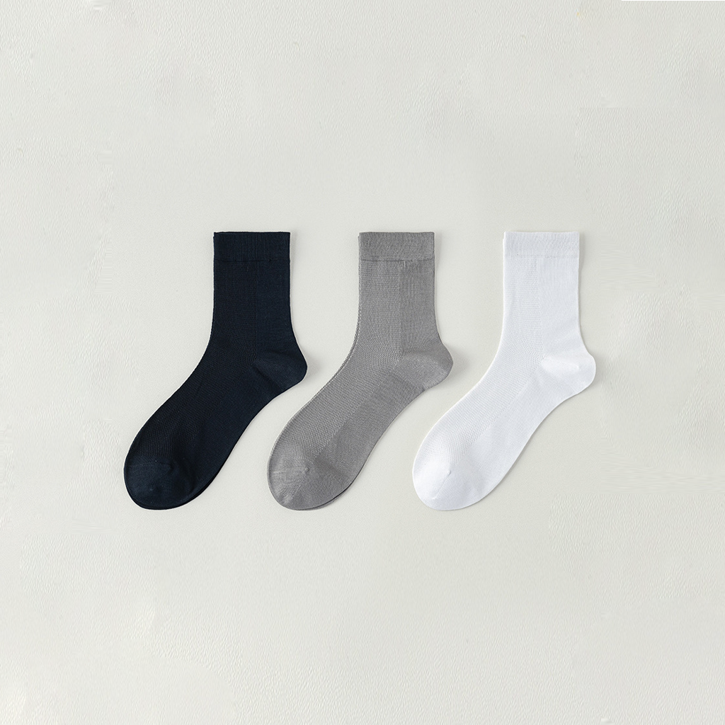 Men&rsquo;s Luxury Mid-Calf Dress Socks 3-Pack For Business  REAL SILK LIFE