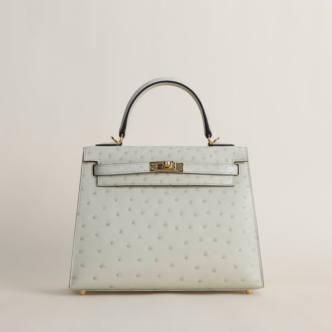 Kelly25 Ostrich 3C Parchemin GHW