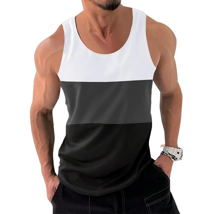 Men's Casual Loose Color Block Sports Tank Top