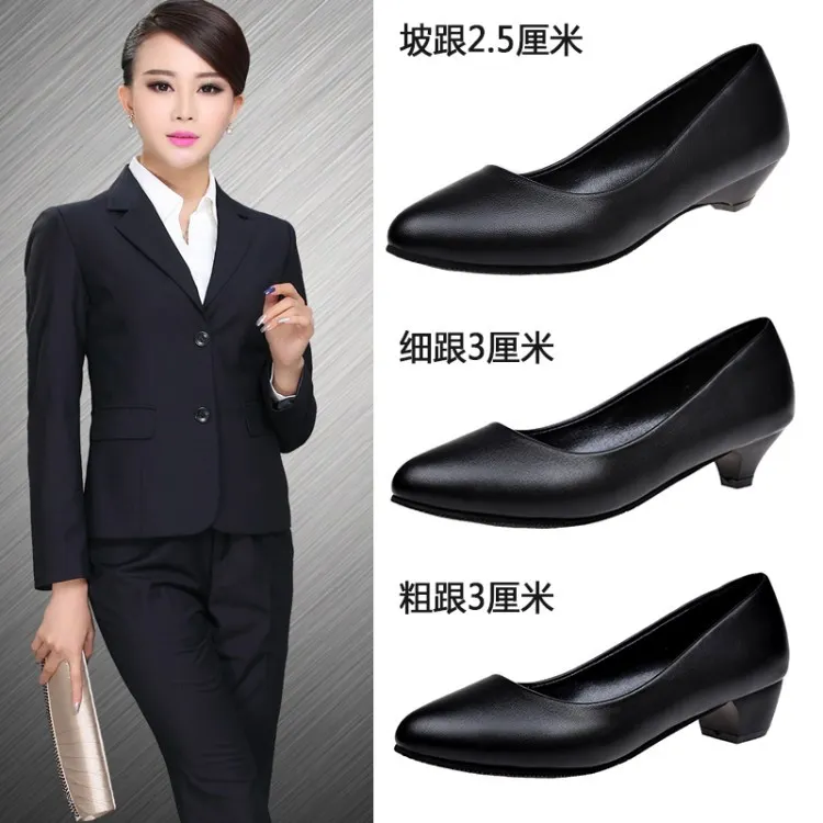 Yyvonne New White-Collar Low-Heeled Work Shoes Fashion Leather Coarse OL Single Shoes Vietnamese Side Trade Dress Women's Shoes