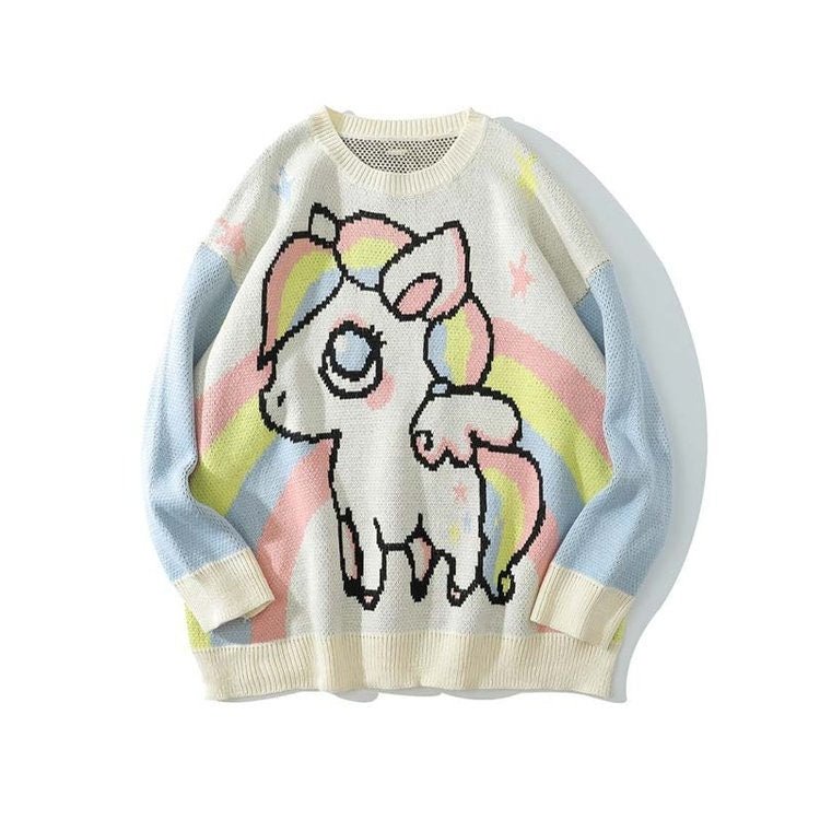 BFF Matching Best Friends Cartoon Unicorn Print Sweater
