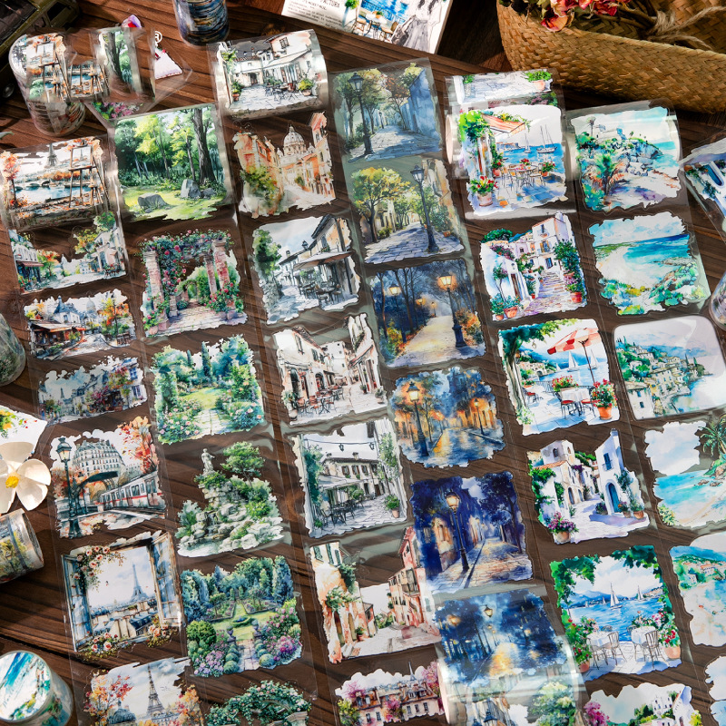 PET 테이프 - 80mm*200cm 코너 오브 더 월드 시리즈 빈티지 여행 풍경