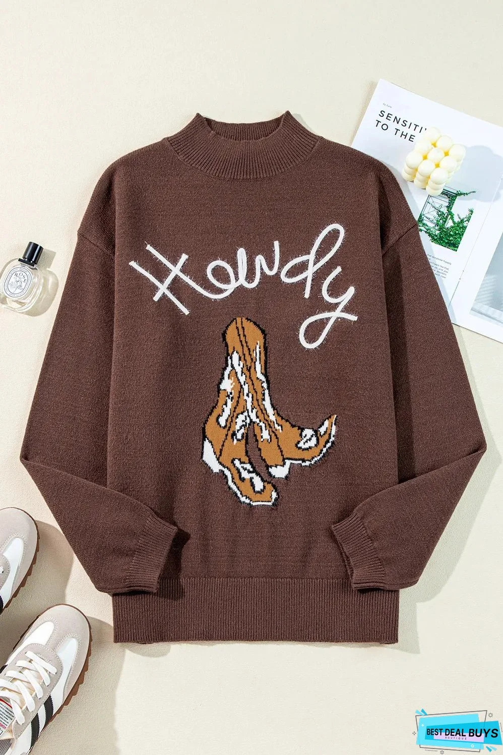Boot Mock Neck Long Sleeve Sweater
