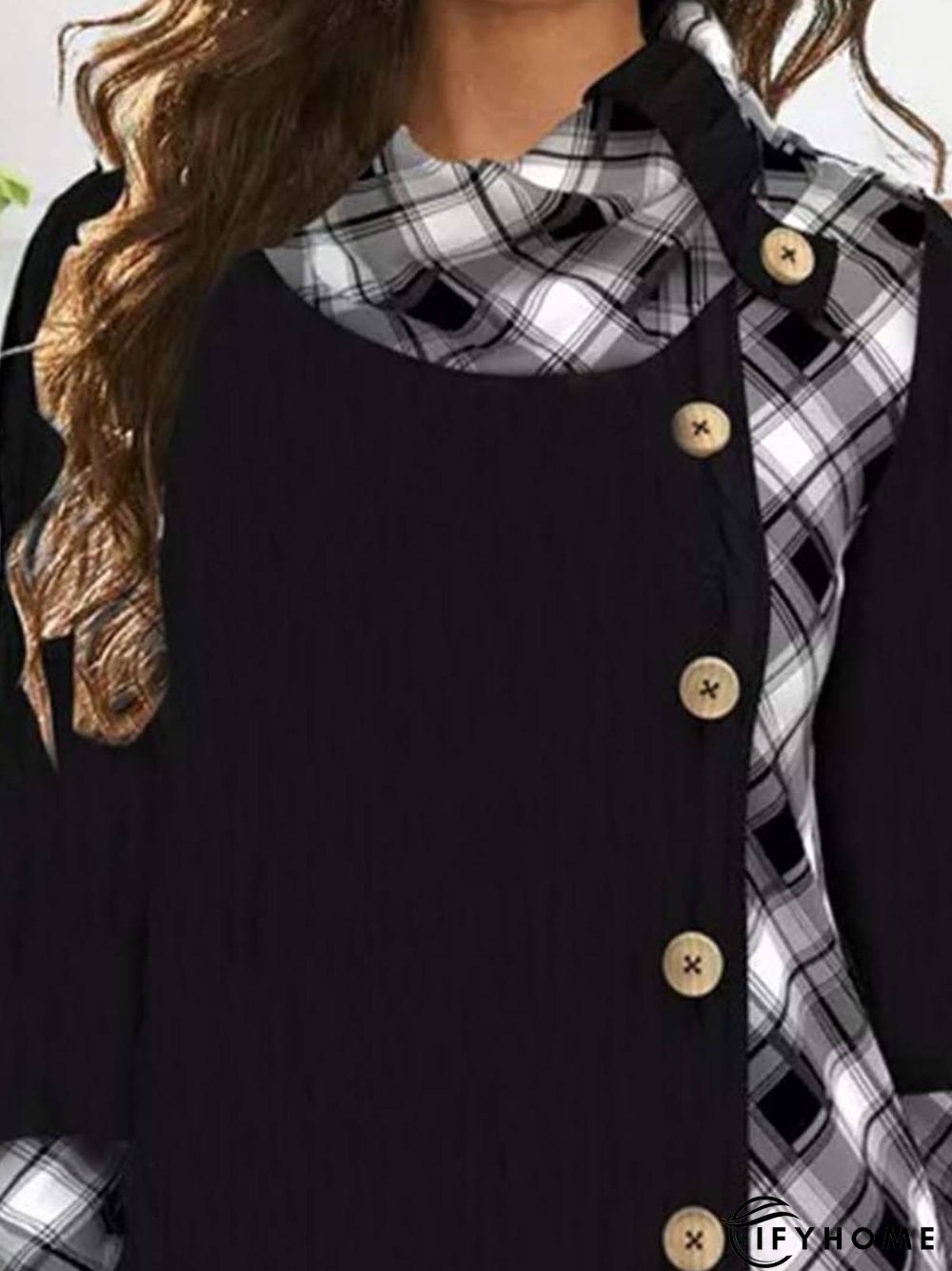 Casual Long Sleeve Plaid Tunic Top | IFYHOME