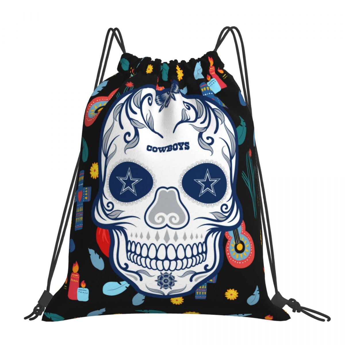 Dallas Cowboys Skull Unisex Drawstring Backpack Bag Travel Sackpack