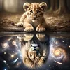 Lion Cub Grey Reflection-11CT Stamped Cross Stitch 40*40cm/15.75*15.75in